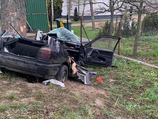 Auto osobowe uderzyło w drzewo 