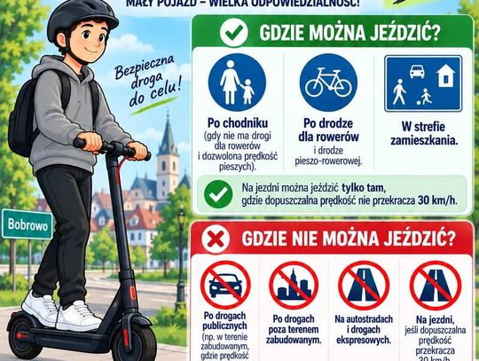 Policjanci przypominają podstawowe przepisy i zasady użytkowania hulajnogi elektrycznej