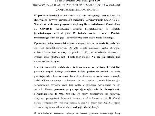 Zmarł chory na COVID-19 mieszkaniec powiatu