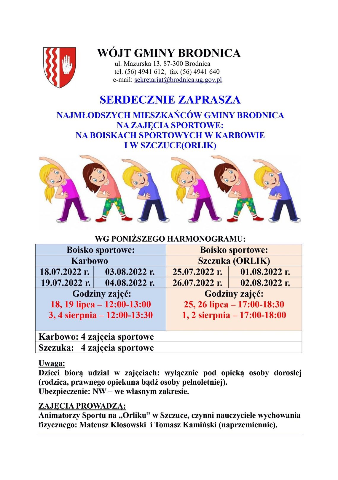 Wakacyjne zajęcia sportowe